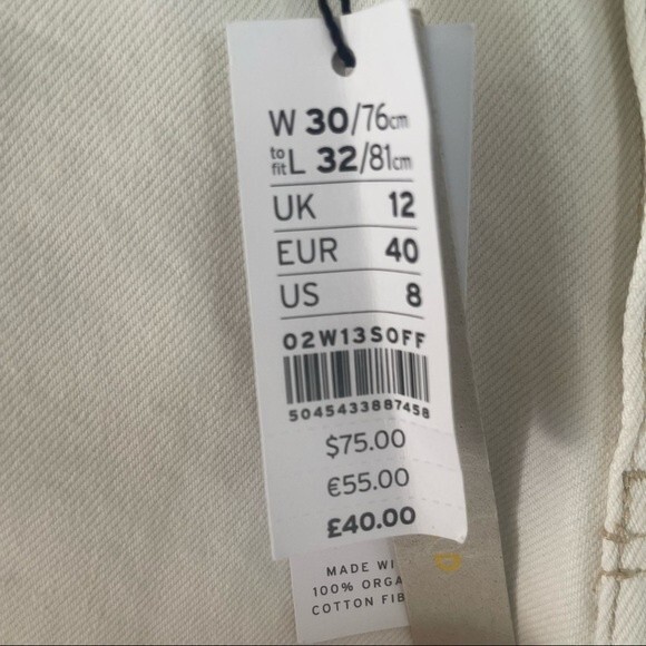 Topshop Straight white Jeans size 30 - Picture 3 of 10